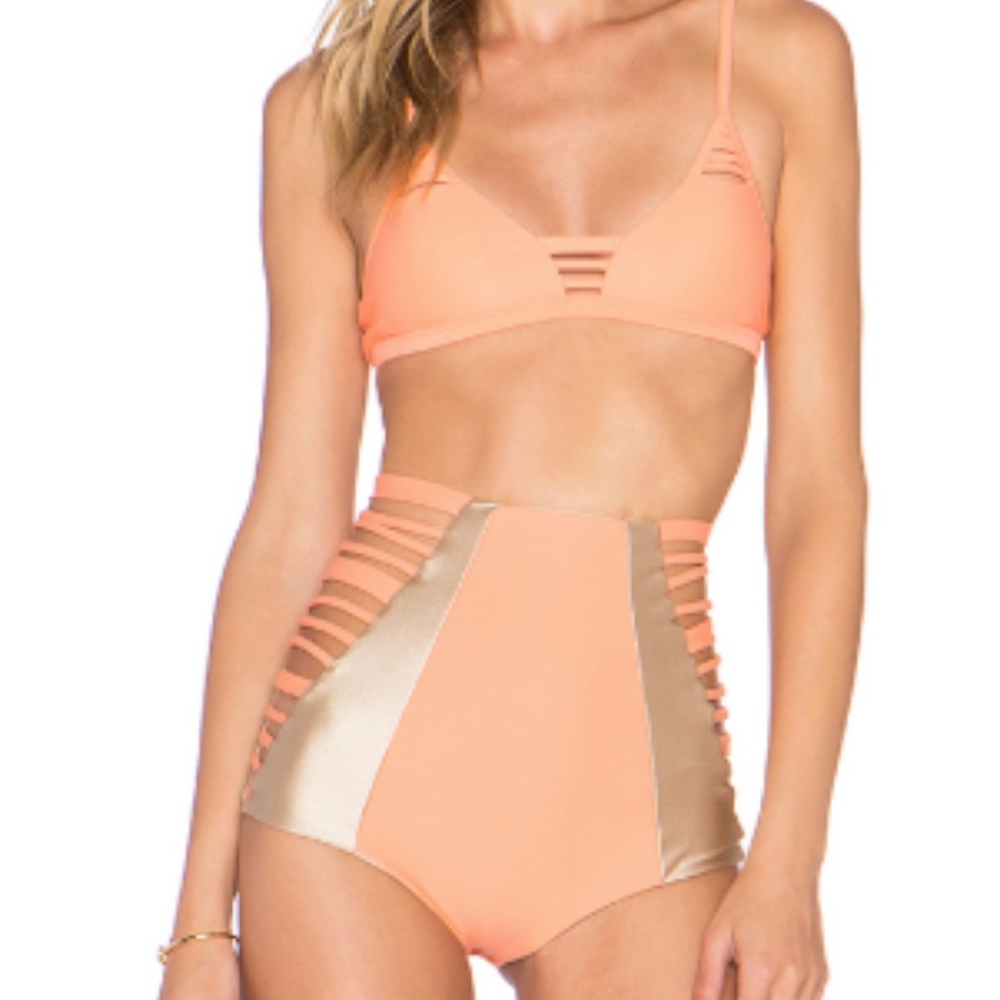 High Rise Orange & Gold Bikini Revolve.com